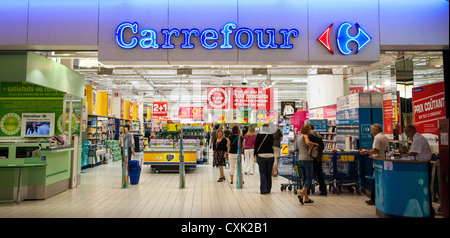 Carrefour supermarket inside Cite Europe shopping center at Calais, France Stock Photo