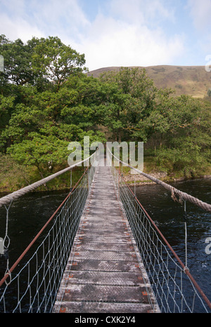 Catnish Suspension Footbridge Over The River Orchy In Glen Orchy Argyll and Bute Scotland In The Scottish Highlands Stock Photo