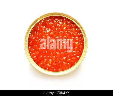 red caviar in the open metal container Stock Photo