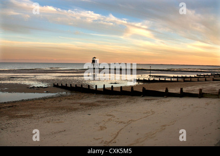 Dovercourt victorian lighthouse in sunset, Harwich, Sussex, England UK Stock Photo