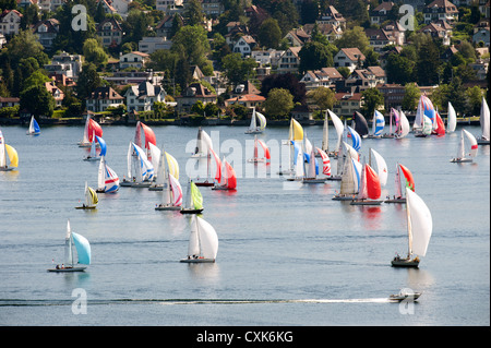 Sailing boats on lake Zurich, See, Regatta Stock Photo