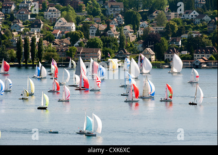 Sailing boats on lake Zurich, See, Regatta Stock Photo