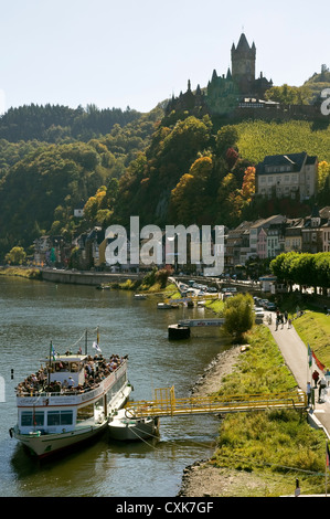 Old town, Castle and Mosel River, Cochem, Germany Stock Photo