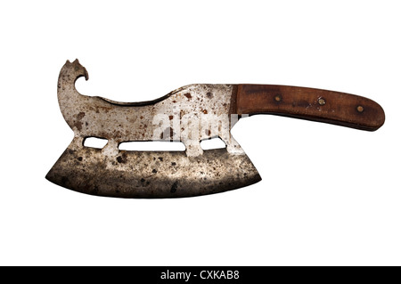 old meat chopper isolated on white background Stock Photo