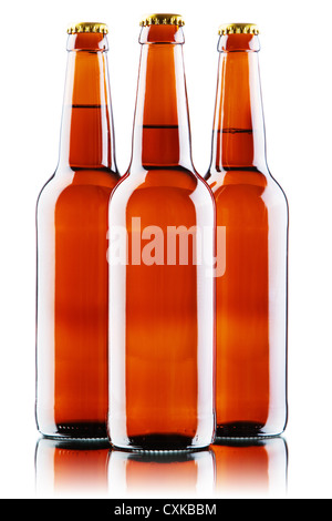 Beer bottles isolated on white background Stock Photo - Alamy