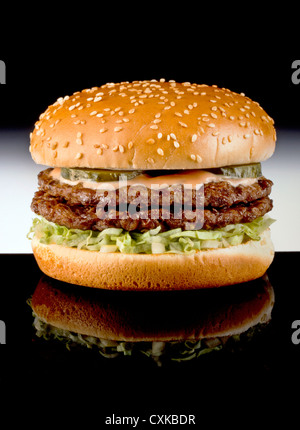 DOUBLE HAMBURGER Stock Photo