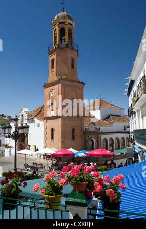 Town square in the centre of the village of Competa in Andalusia, Southern Spain Stock Photo