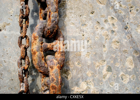 Rusty mooring chains Stock Photo
