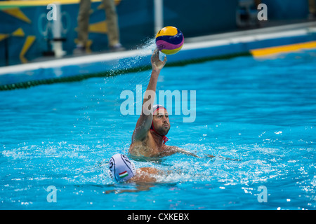 Adam Wright (USA) during the USA vs.Hungary Men's Water Polo game at the Olympic Summer Games, London 2012 Stock Photo