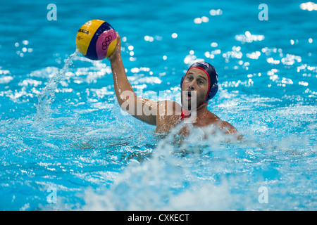 Adam Wright (USA) during the USA vs.Hungary Men's Water Polo game at the Olympic Summer Games, London 2012 Stock Photo
