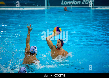 Shea Buckner (USA) during the USA vs.Hungary Men's Water Polo game at the Olympic Summer Games, London 2012 Stock Photo