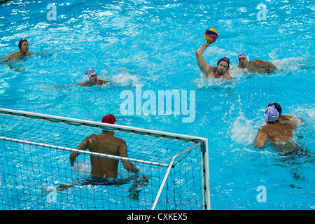 Hungary vs. USA Men's Water Polo game at the Olympic Summer Games, London 2012 Stock Photo