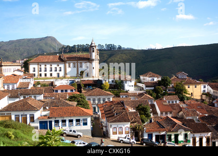 Ouro Preto, Minas Gerais, Brazil, South America, Igreja São Francisco de Assis Church Picturesque view of Ouro preto with Baroque Portuguese colonial Stock Photo