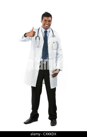 Full length image of a Male Indian doctor. Isolated on white background. Stock Photo