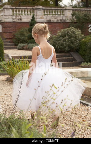 girl walking in ballet costume Stock Photo