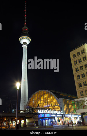 Alexanderplatz, Tv Tower at night, Berlin Stock Photo