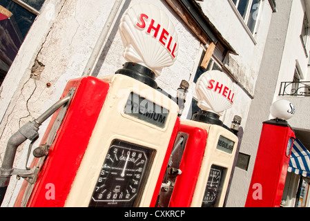 antique petrol pumps UK Stock Photo
