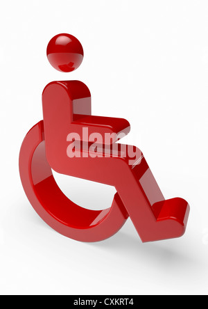 Disability Sign Red 3D render of a red disabled symbol on a white background - Concept ...