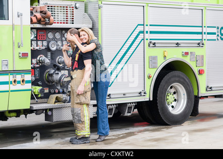 Firefighter and Girlfriend, Florida, USA Stock Photo