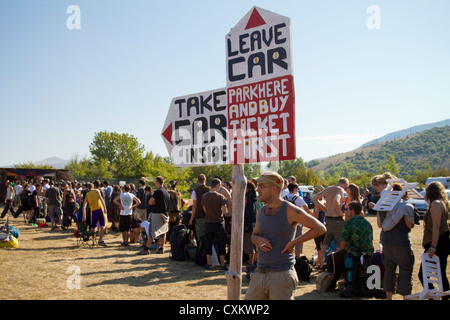 People attend the Lost Theory Festival in Croatia for a big trance open-air festival that lasts 6 days, 2012 Stock Photo