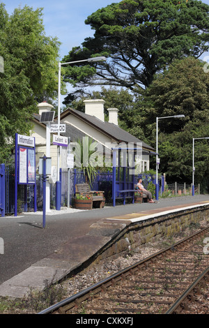 Lelant Cornwall the small branch line railway station that links to St Ives Stock Photo