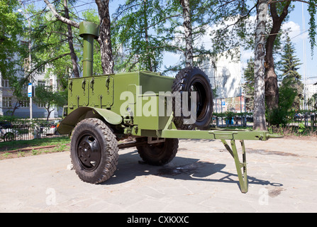 Russian or soviet army military mobile field kitchen Stock Photo