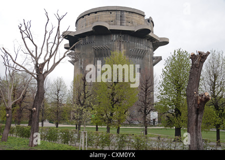 The massive G-Tower German World War Two anti-aircraft flak tower (flackturme) in Augarten, central Vienna, Austria. Stock Photo