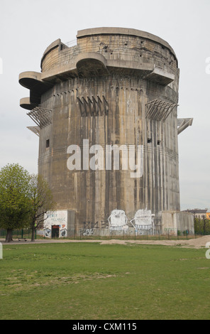 The massive G-Tower German World War Two anti-aircraft flak tower (flackturme) in Augarten, central Vienna, Austria. Stock Photo