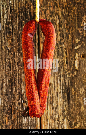 smoked sausage of the German Black Forest a famous deli Stock Photo