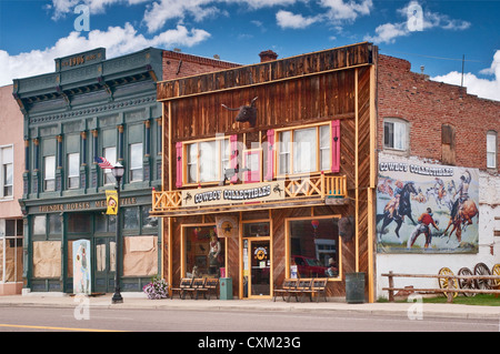 Cowboy souvenir shops on Main Street in Panguitch, Utah, USA Stock Photo