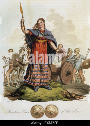 BOUDICA (aka  Boadicea)  1812 engraving of the Queen of the British Iceni tribe who fought the Romans Stock Photo