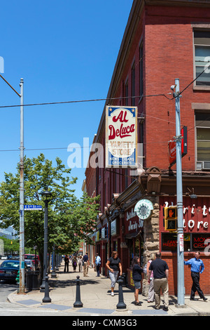 Shops on State Street in downtown Erie, Pennsylvania, USA Stock Photo