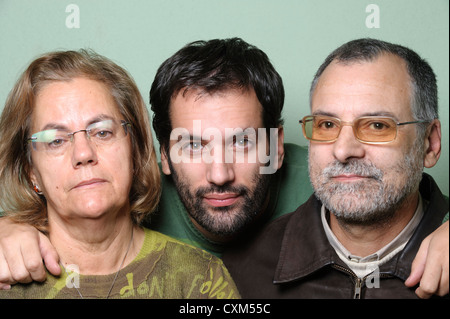 Family portrait with middle aged parents and son Stock Photo