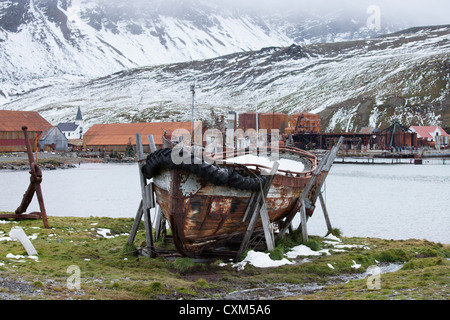 Derelict whaling boat at Grytviken, South Georgia Island. Stock Photo