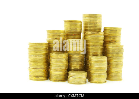 Coin pile isolated on white background Stock Photo