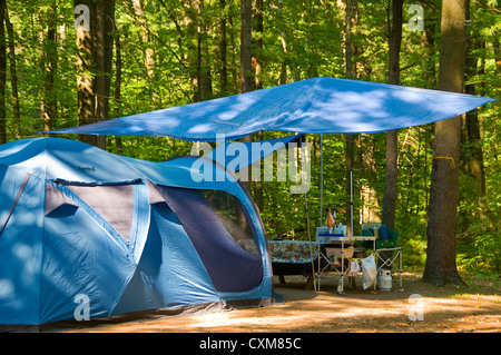 Camping tent Oka National park Laurentians Quebec Canada Stock Photo