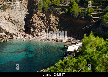 Cala Deia is a small bay with a little beach and two restaurants. Many hikers from Soller take a lunch and a dip here. Stock Photo