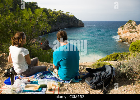 Cala Deia is a small bay with a little beach and two restaurants. Many hikers from Soller take a lunch and a dip here. Stock Photo