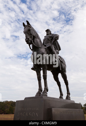 General Thomas 'Stonewall' Jackson statue at Manassas National Battlefield Park - USA Stock Photo