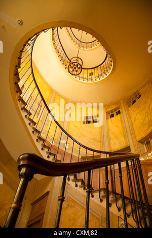Circular staircase along Galerie Vivienne near Palais Royal in Paris, Ile-de-France, France Stock Photo