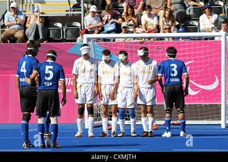 Spain v Argentina in the Men's football 5-a-side - Bronze Medal Match at the Riverside arena, Olympic Park, Stratford. London Stock Photo