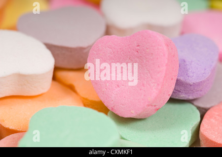 Valentine's day conversation hearts background with copy space Stock Photo