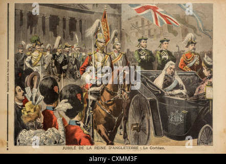 French supplement 'Le Petit Journal' back cover shows Queen Victoria's Diamond Jubilee cortege, June 1897 Stock Photo