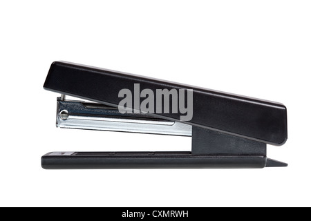 Black office stapler isolated on white Stock Photo