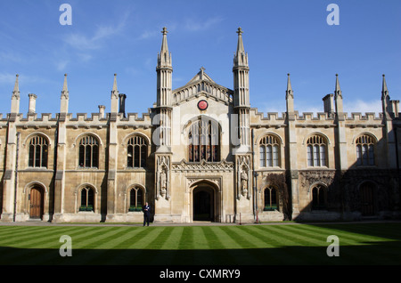 View from main gate towards Corpus Christi college and chapel, Cambridge, England, UK Stock Photo