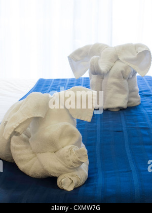 Terrycloth towel animals Royal Caribbean International, Radiance of the Seas Cruise Ship Stock Photo