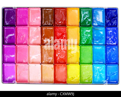 Box of poster colors (Top View) for paint Stock Photo