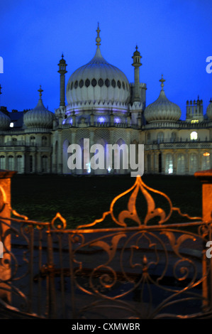 The Royal Pavilion Brighton lit up at dusk - October 2012 Photograph by Simon Dack Stock Photo