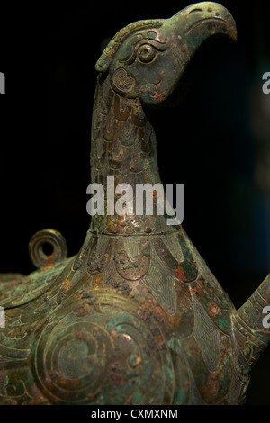 Part of bird-shaped bronze vessel excavated from Dahekou tombs in Yicheng County, Shanxi Province. Shanxi museum. 2012 Stock Photo