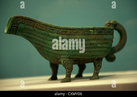 Bronze water vessel excavated from Dahekou tombs in Yicheng County, Shanxi Province. Shanxi museum. 2012 Stock Photo